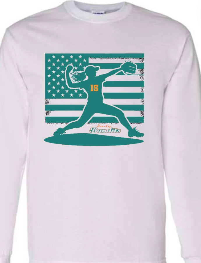 Lady Bandits American Flag Long Sleeve Shirt - Personalized